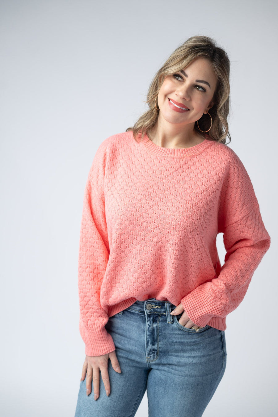 Gianna Pullover Sweater - Coral