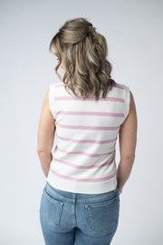 WAREHOUSE Lucy Striped Button Tank - Pink