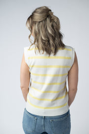 WAREHOUSE Lucy Striped Button Tank - Yellow