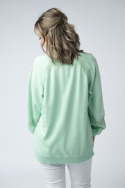 WAREHOUSE Lace Accent Vintage Wash Pullover - Mint