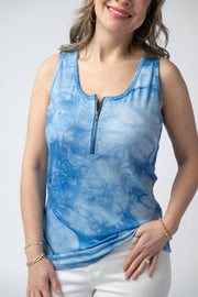 WAREHOUSE ONLY Mila Zipper Tank - Blue Tie Dye FINAL SALE