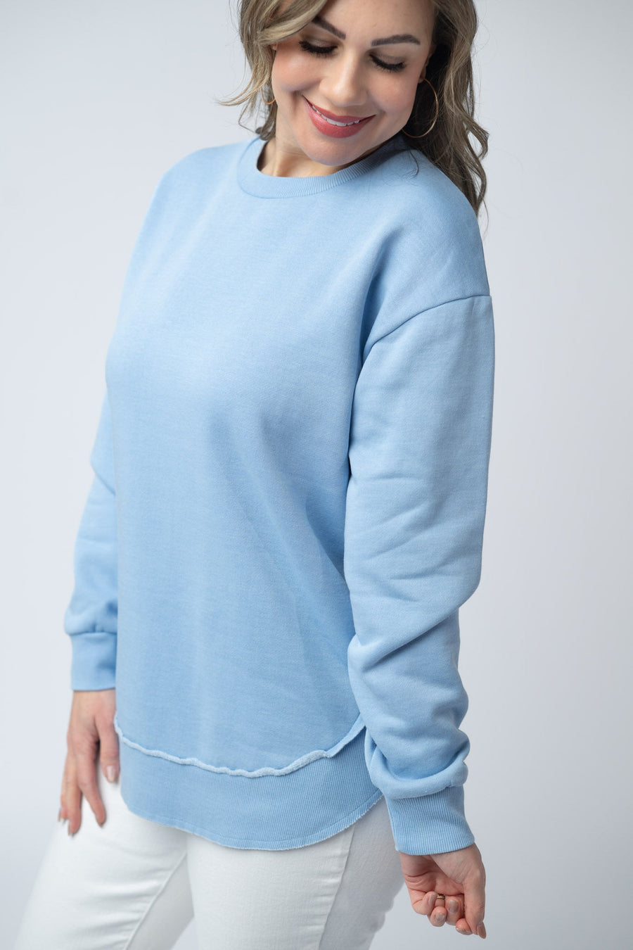 WAREHOUSE Vintage Wash Pullover - Dusty Blue