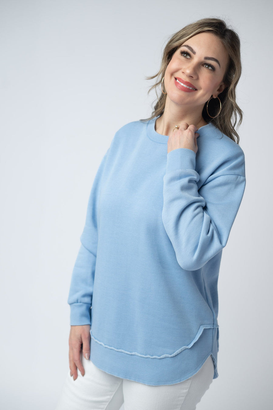 WAREHOUSE Vintage Wash Pullover - Dusty Blue