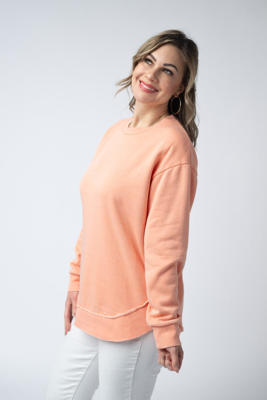 WAREHOUSE Vintage Wash Pullover - Spring Peach