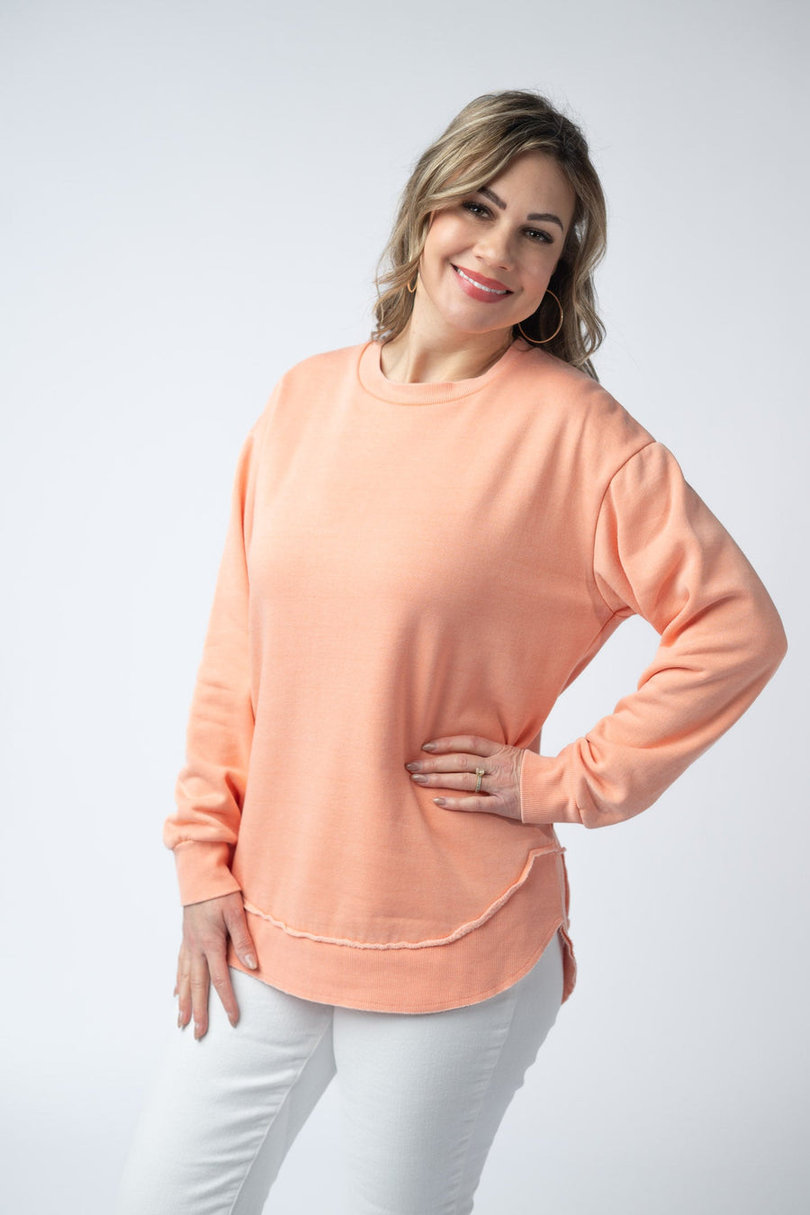 WAREHOUSE Vintage Wash Pullover - Spring Peach