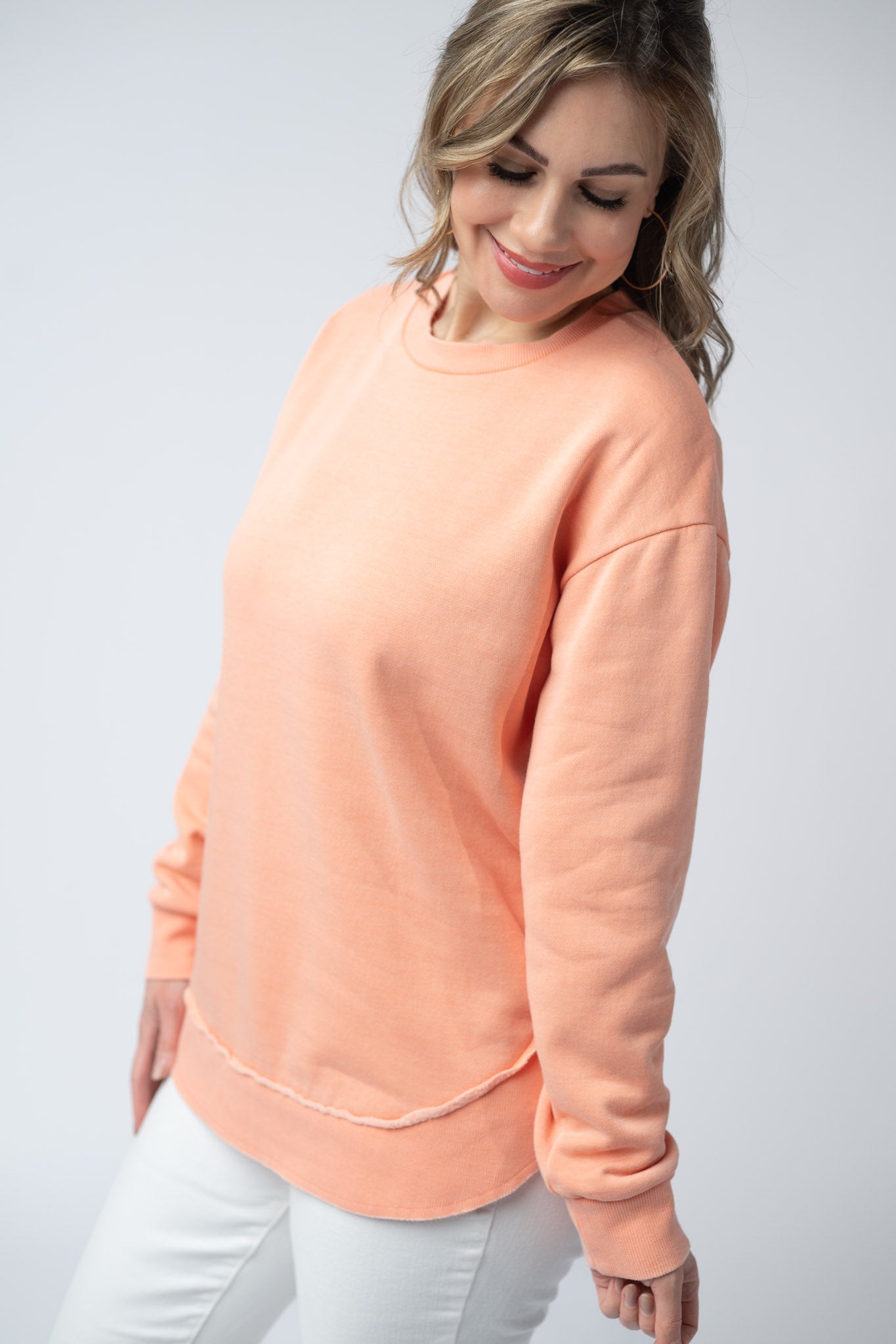 WAREHOUSE Vintage Wash Pullover - Spring Peach