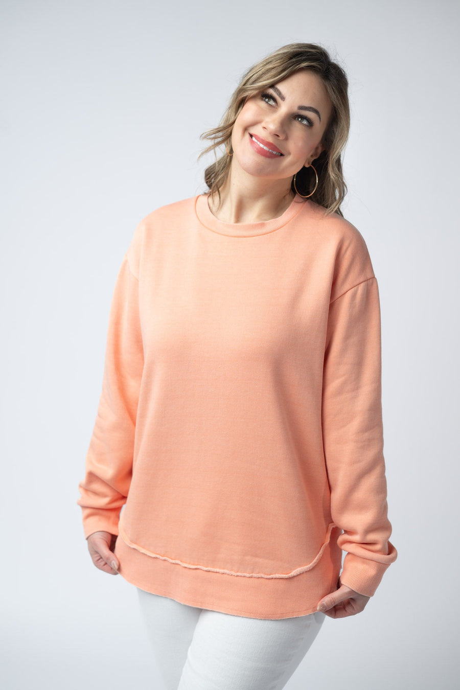 WAREHOUSE Vintage Wash Pullover - Spring Peach