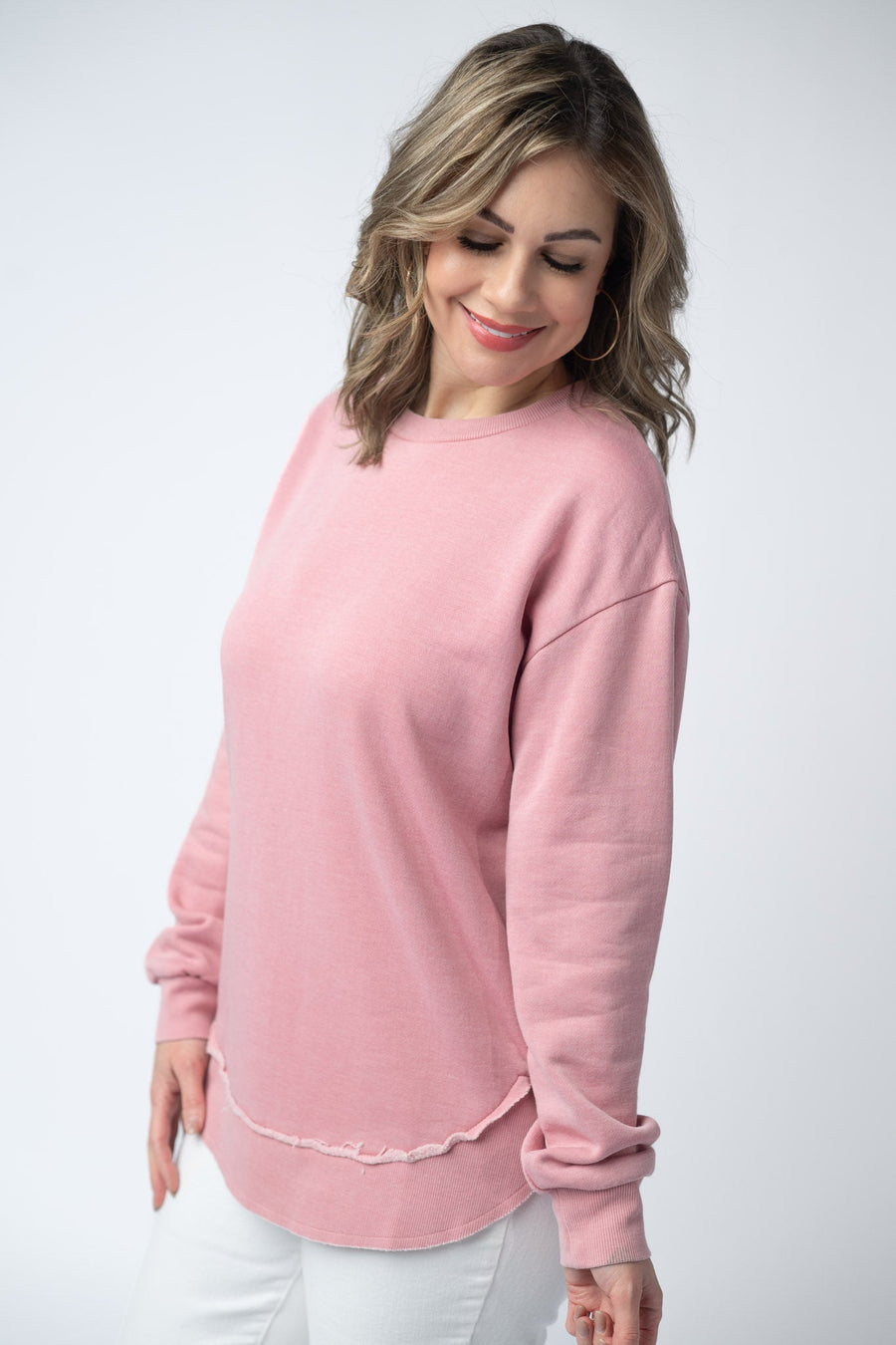 WAREHOUSE Vintage Wash Pullover - Dusty Pink