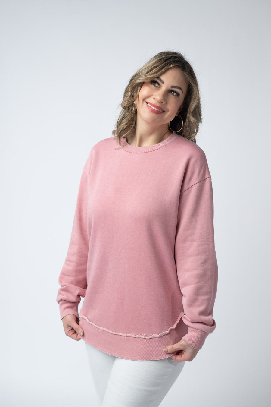 WAREHOUSE Vintage Wash Pullover - Dusty Pink
