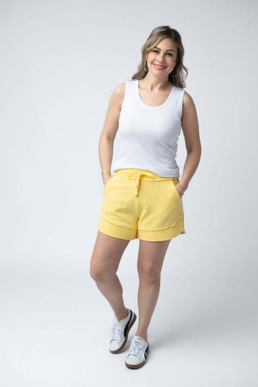 WAREHOUSE French Terry Stevie Shorts - Lemon