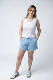 WAREHOUSE French Terry Stevie Shorts - Dusty Blue