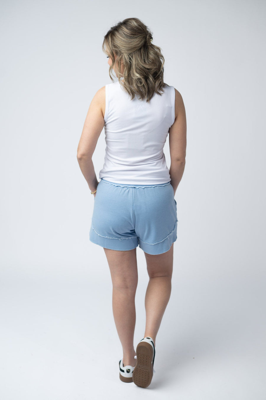 WAREHOUSE French Terry Stevie Shorts - Dusty Blue