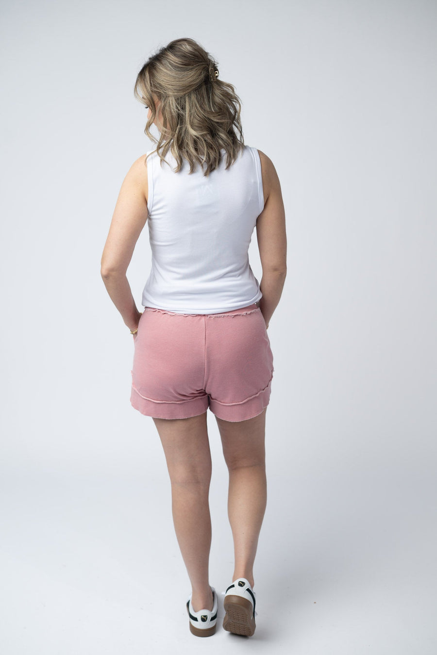 WAREHOUSE French Terry Stevie Shorts - Dusty Pink