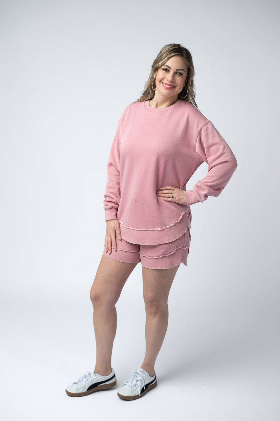 WAREHOUSE Vintage Wash Pullover - Dusty Pink