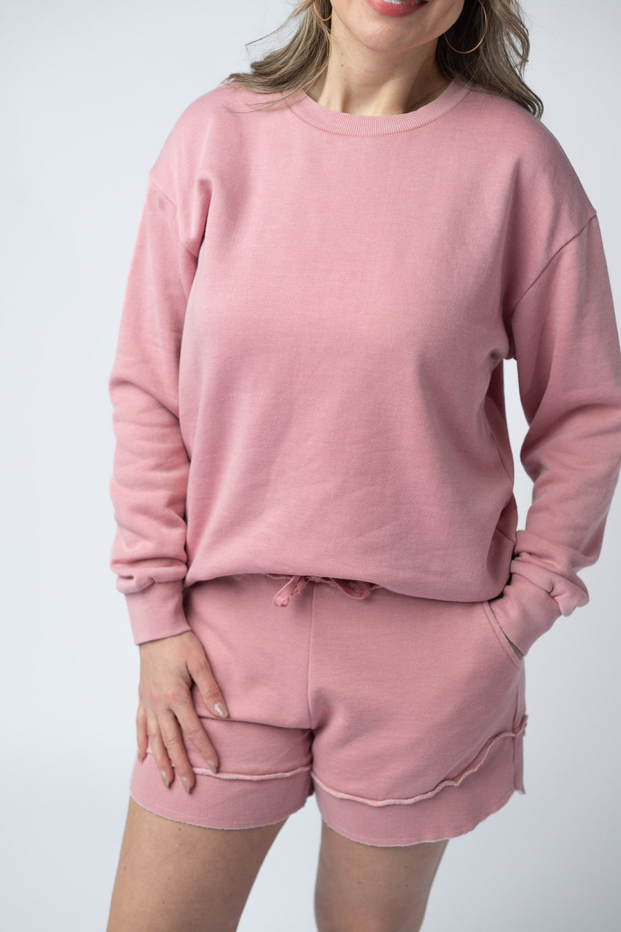 WAREHOUSE Vintage Wash Pullover - Dusty Pink