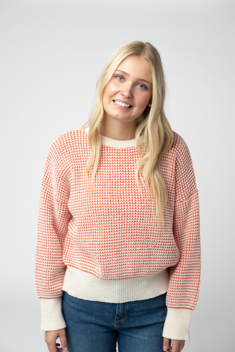 WAREHOUSE ONLY Charlotte Sweater - Orange and Ivory