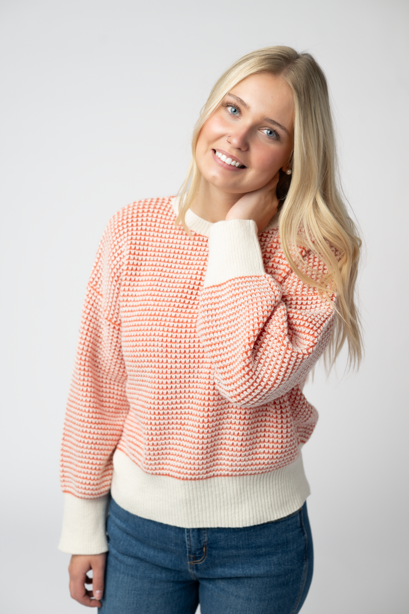 WAREHOUSE ONLY Charlotte Sweater - Orange and Ivory