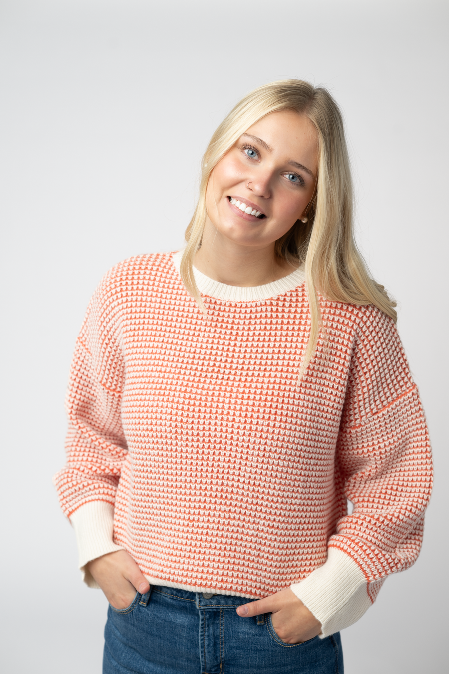 WAREHOUSE ONLY Charlotte Sweater - Orange and Ivory