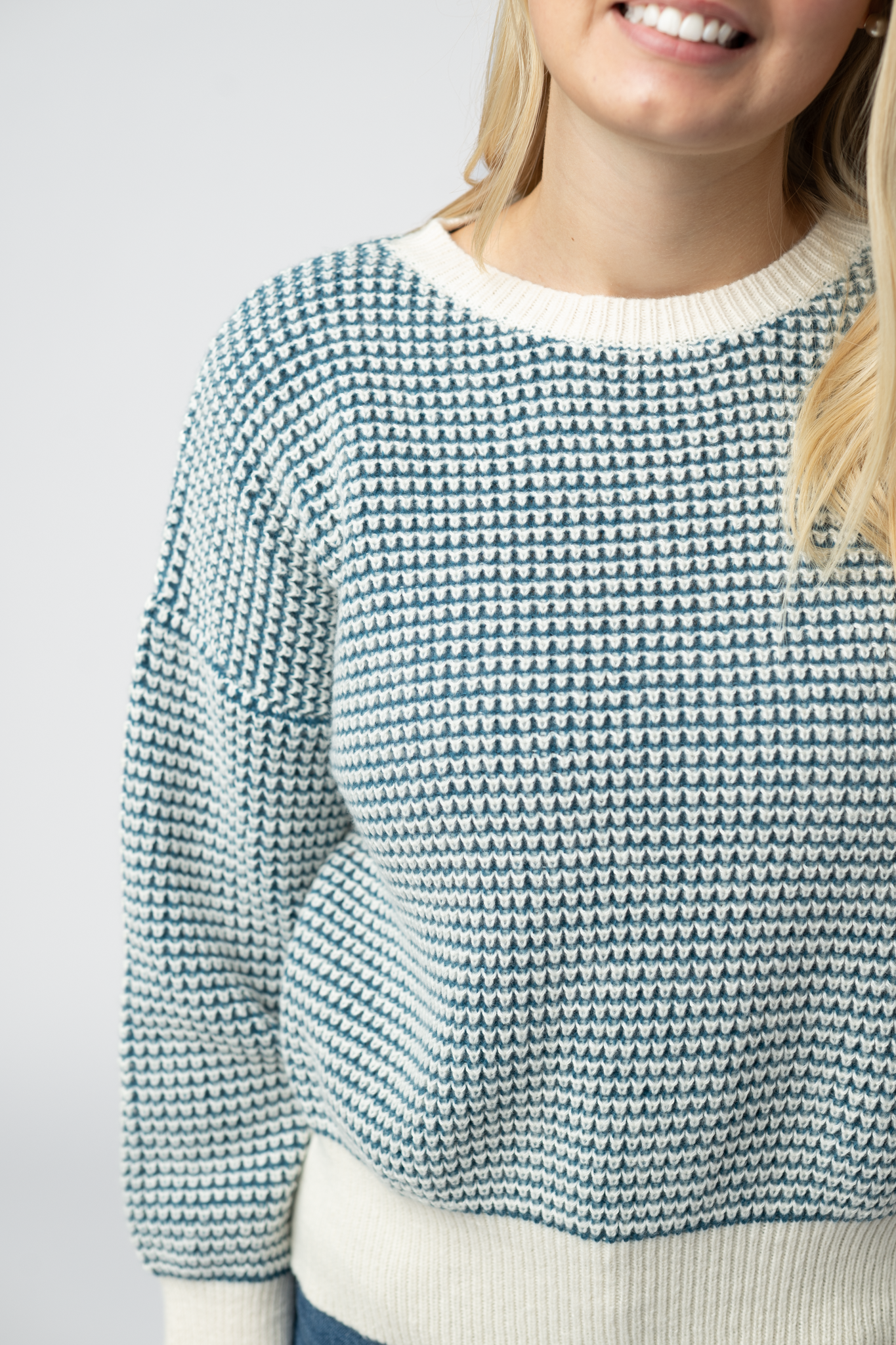 WAREHOUSE ONLY Charlotte Sweater - Teal and Ivory