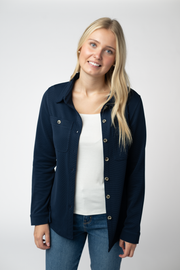 WAREHOUSE ONLY Ryleigh Ribbed Button Down - Navy