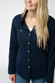 WAREHOUSE ONLY Ryleigh Ribbed Button Down - Navy