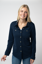 WAREHOUSE ONLY Ryleigh Ribbed Button Down - Navy