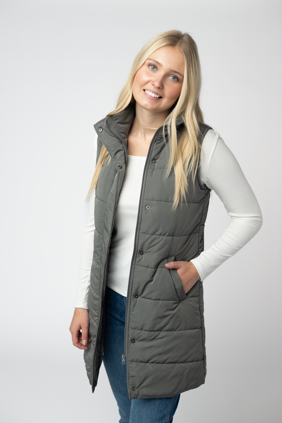 WAREHOUSE ONLY Harlow Long Vest - Grey