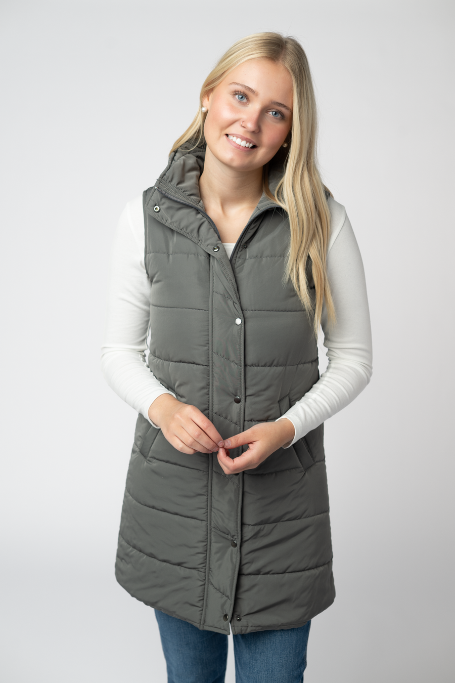 WAREHOUSE ONLY Harlow Long Vest - Grey