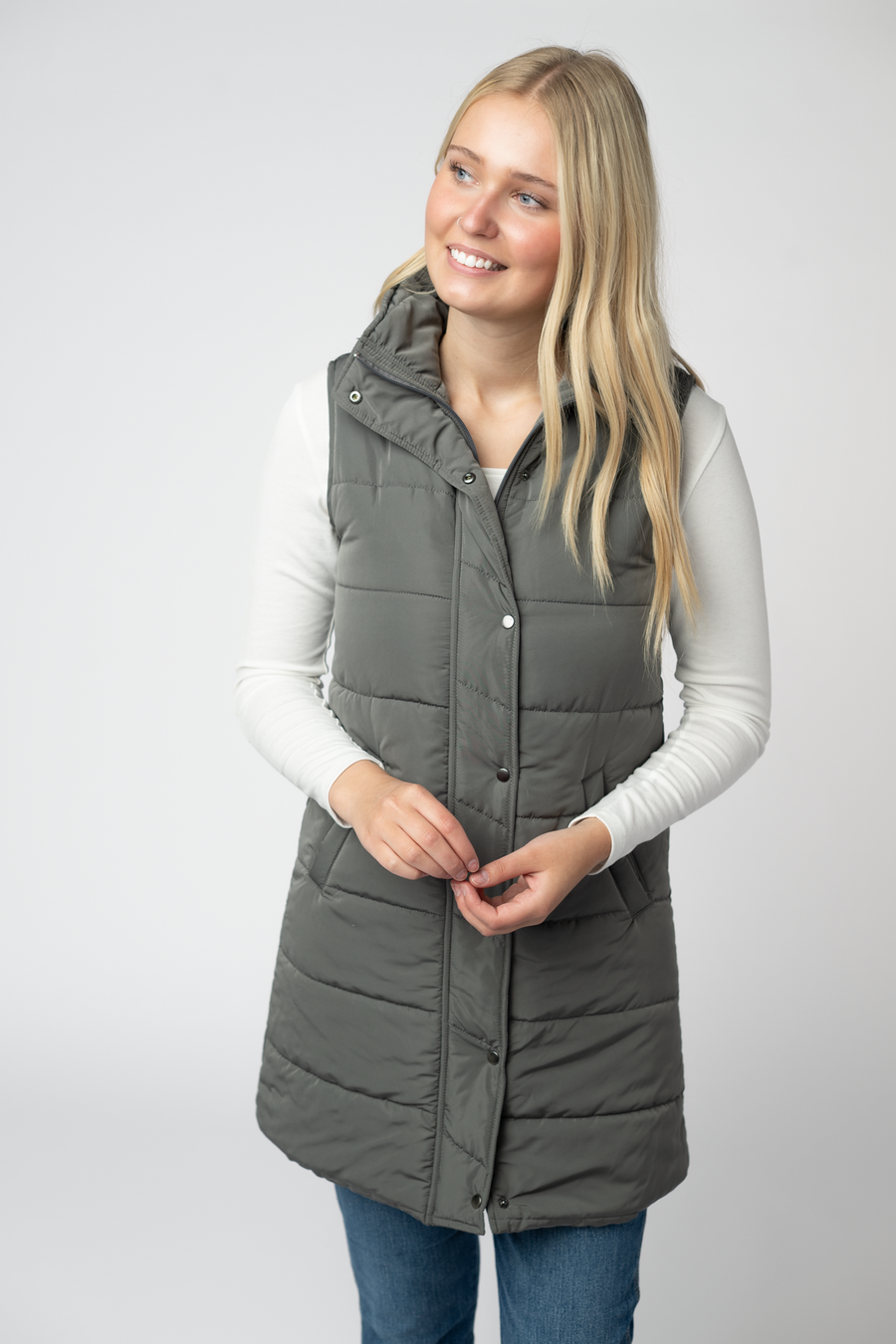 WAREHOUSE ONLY Harlow Long Vest - Grey