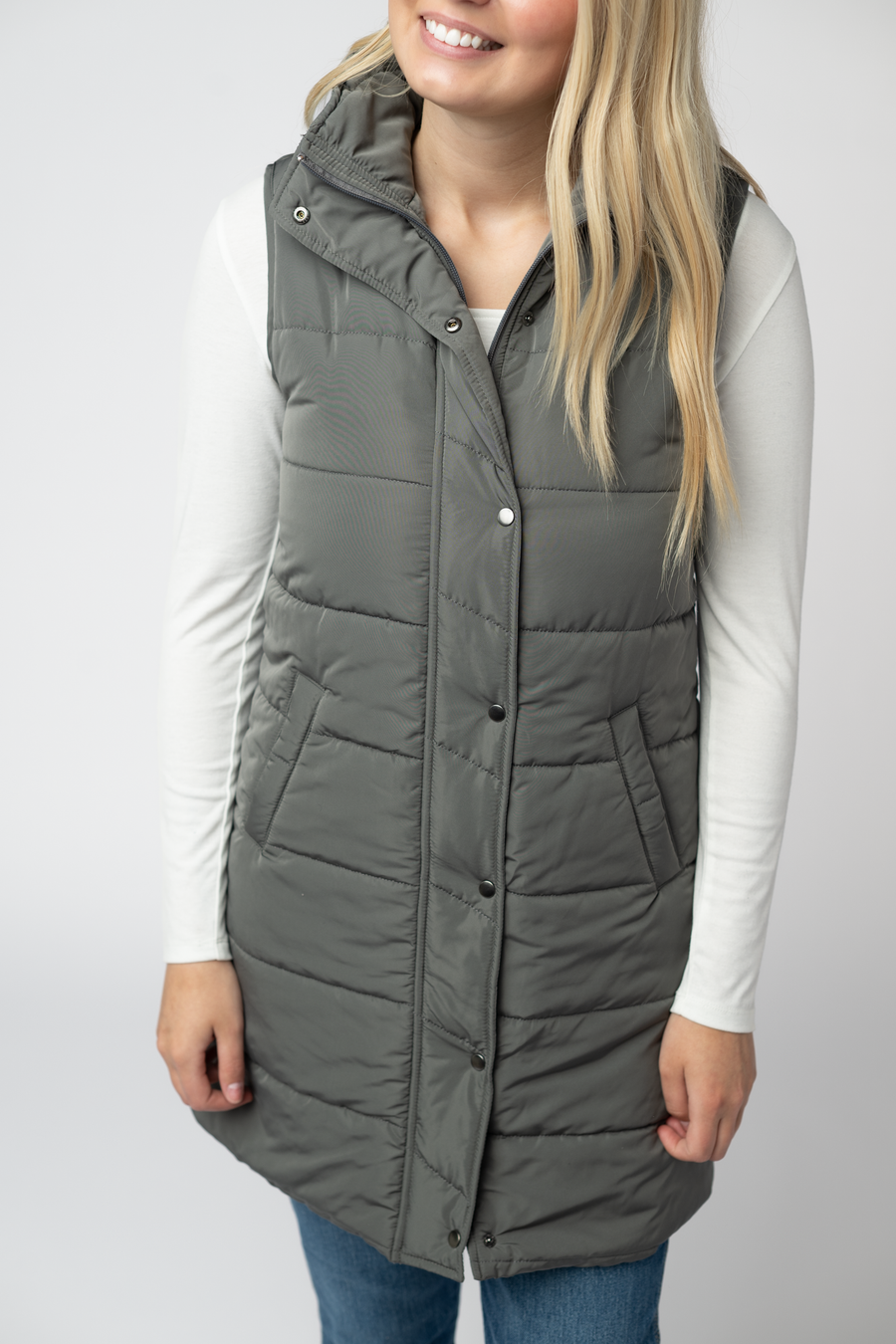 WAREHOUSE ONLY Harlow Long Vest - Grey