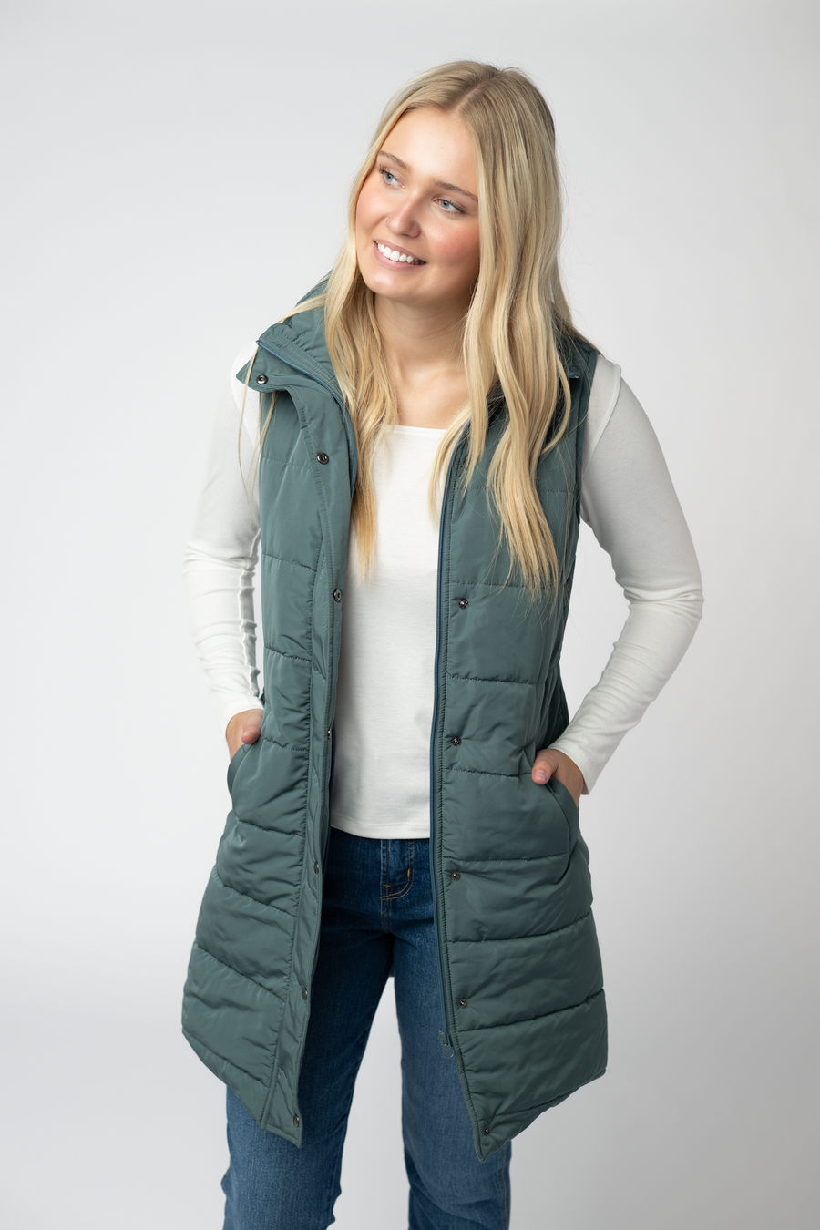 WAREHOUSE ONLY Harlow Long Vest - Teal