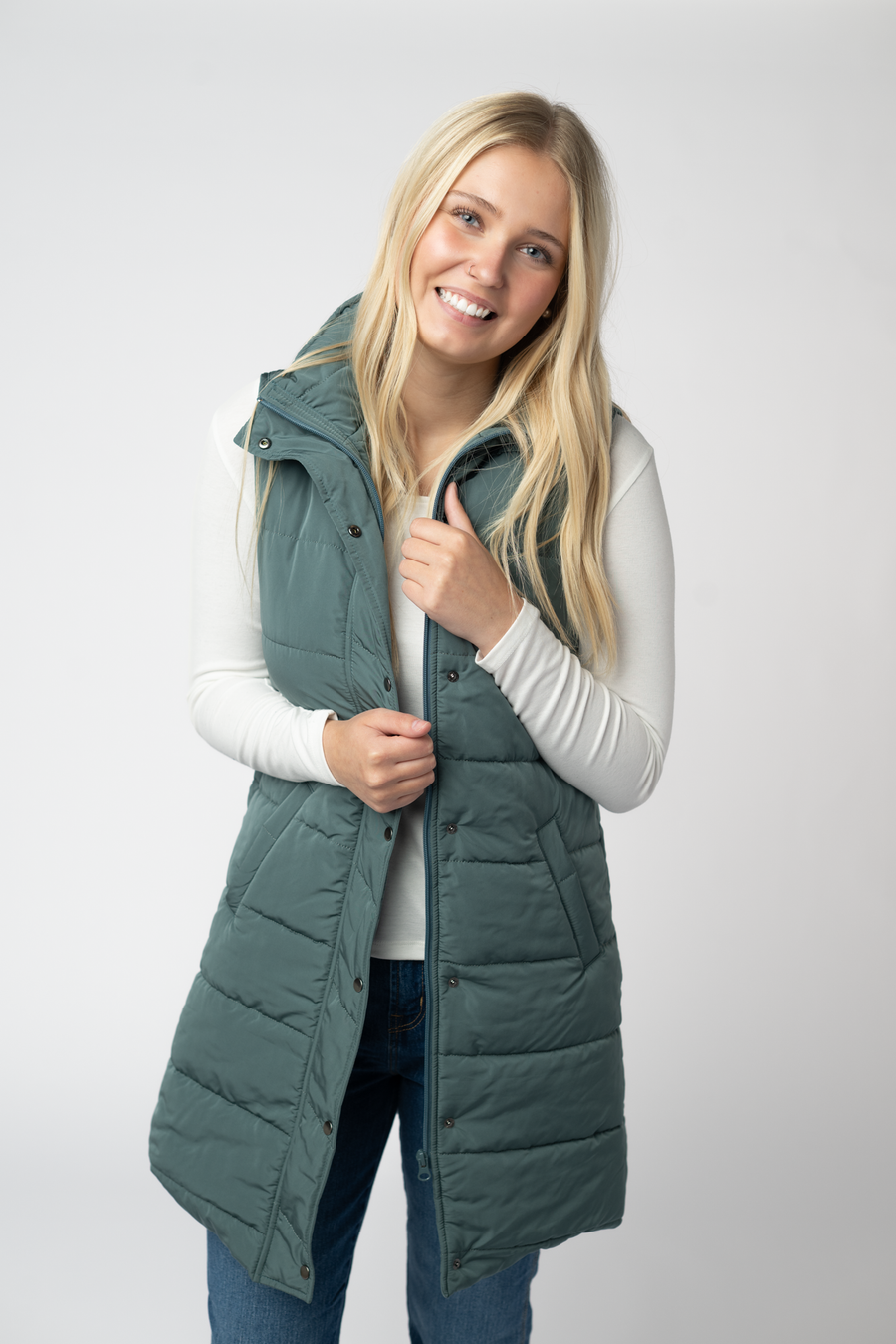 WAREHOUSE ONLY Harlow Long Vest - Teal