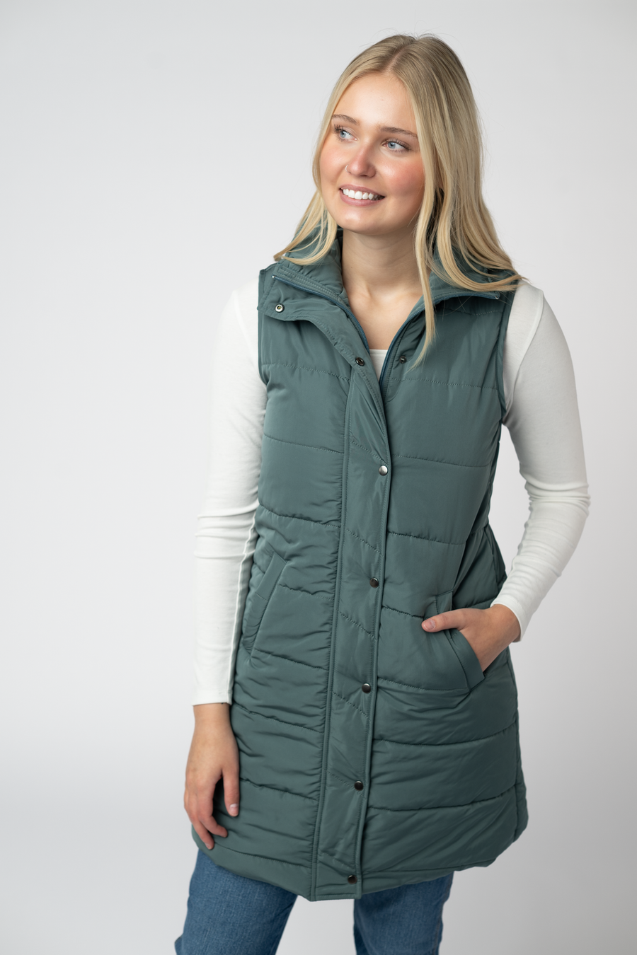 WAREHOUSE ONLY Harlow Long Vest - Teal