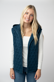 WAREHOUSE ONLY Heather Geometric Hooded Vest - Teal
