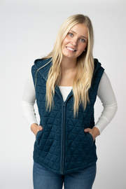 WAREHOUSE ONLY Heather Geometric Hooded Vest - Teal