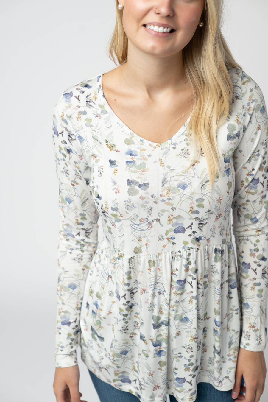 WAREHOUSE ONLY Long Sleeve Sarah Ruffle Top - Olive Meadow