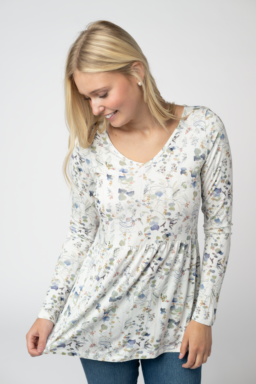 WAREHOUSE ONLY Long Sleeve Sarah Ruffle Top - Olive Meadow
