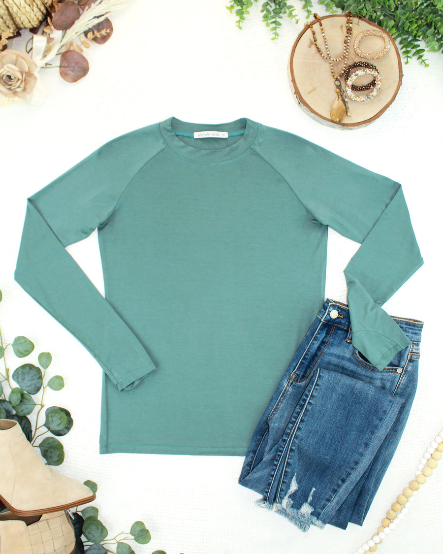 WAREHOUSE ONLY Blair Long Sleeve Top - Dusty Jade