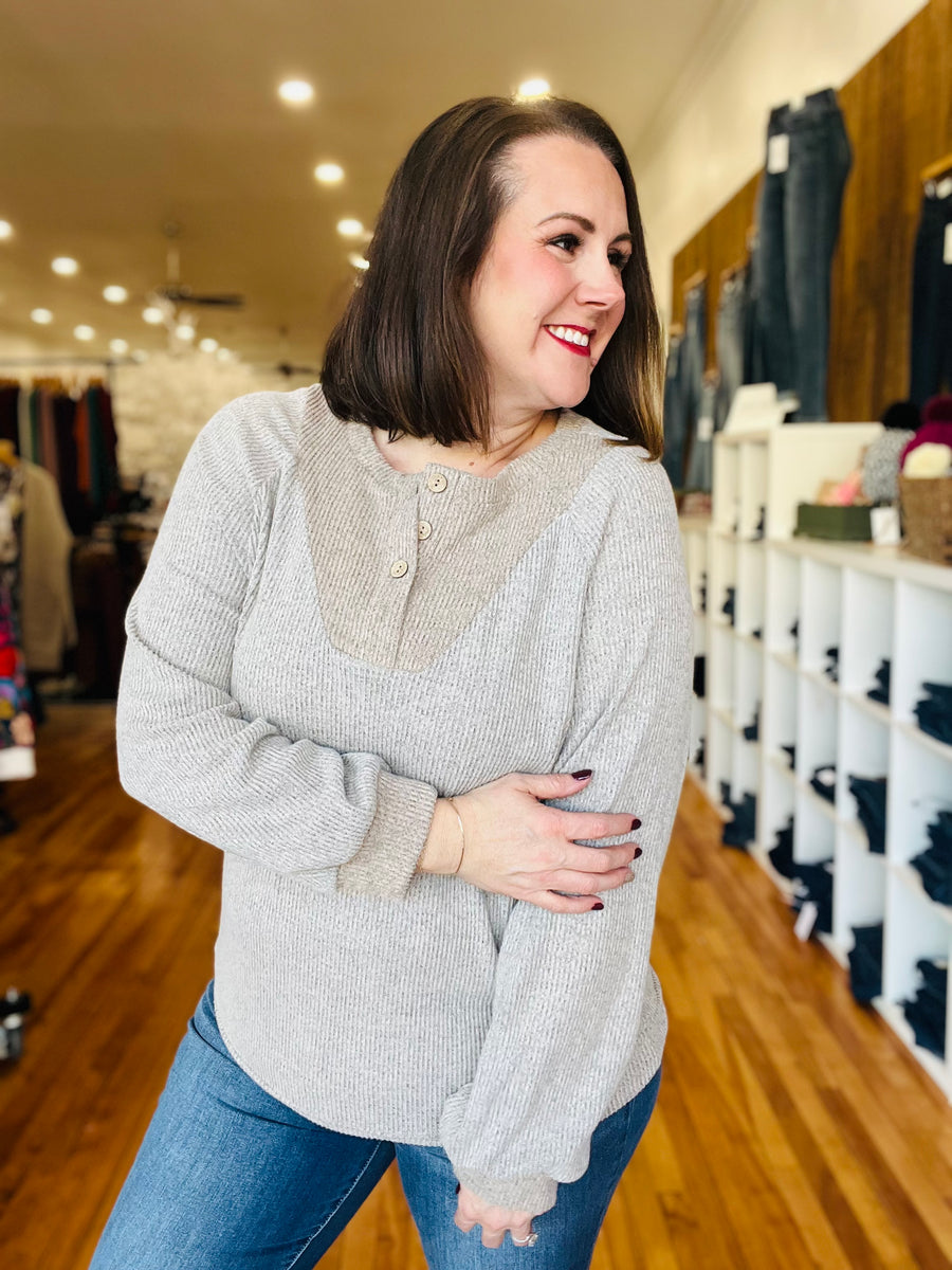 Half Button Up- Latte FINAL SALE