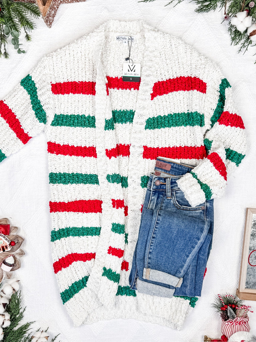 WAREHOUSE Stripe Cardigan - Christmas Stripe