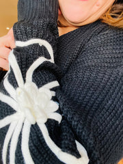Black & White Embroidered Duster Cardigan FINAL SALE