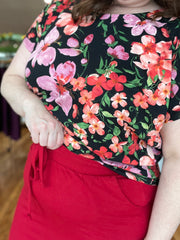 Tie Waist Skirt with Pockets- Red FINAL SALE