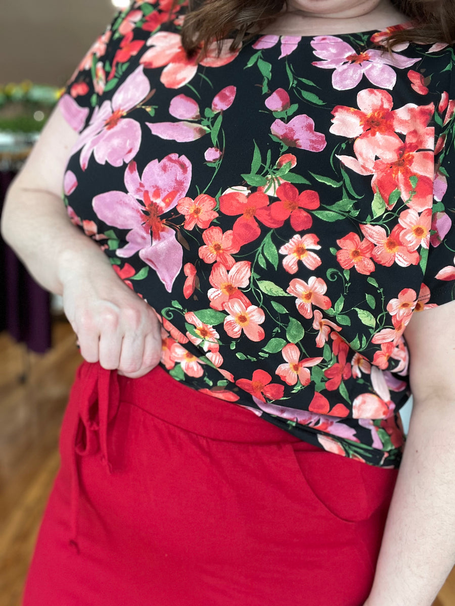 Tie Waist Skirt with Pockets- Red FINAL SALE