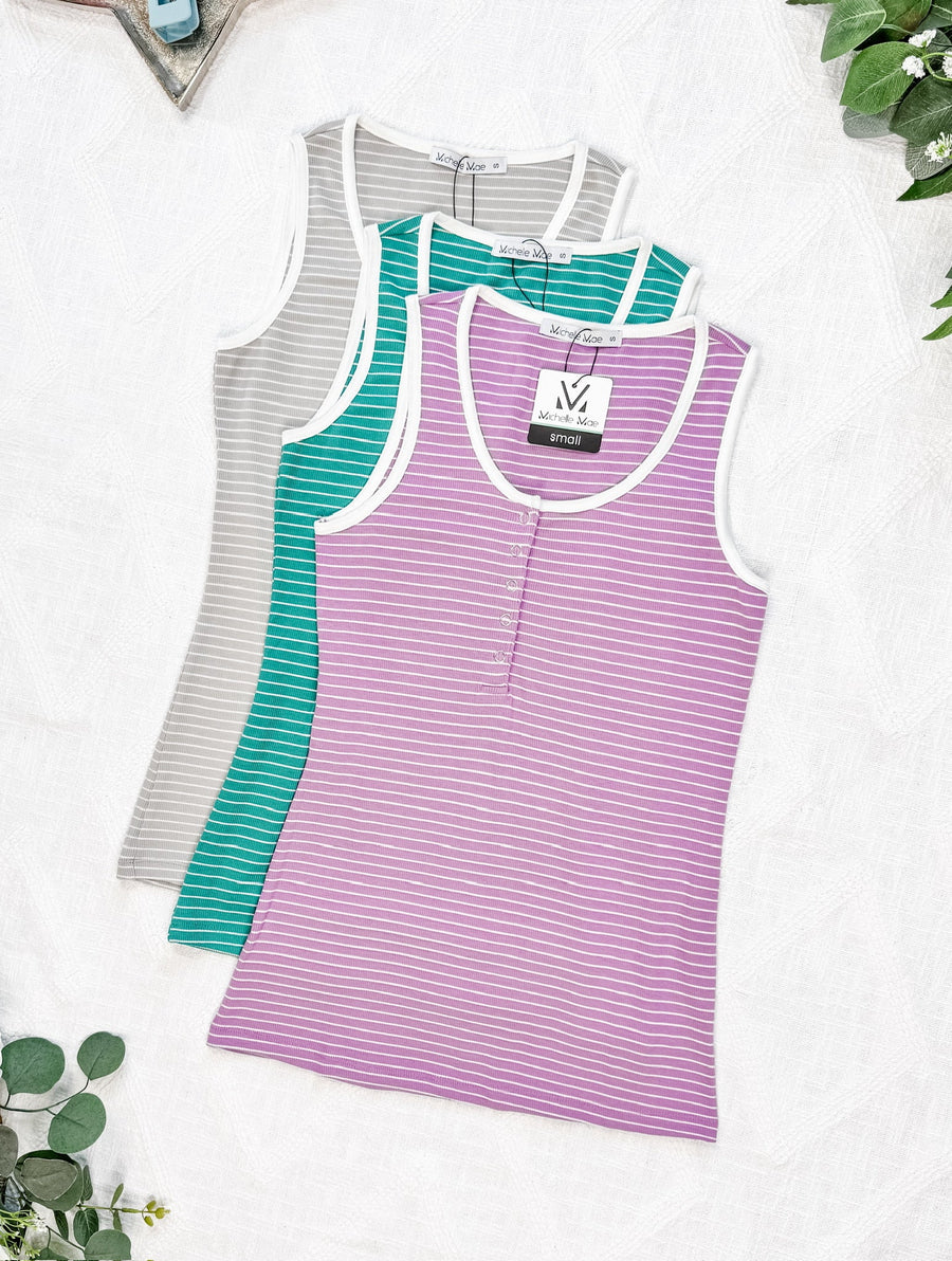 WAREHOUSE Shiloh Button Snap Tank - Purple
