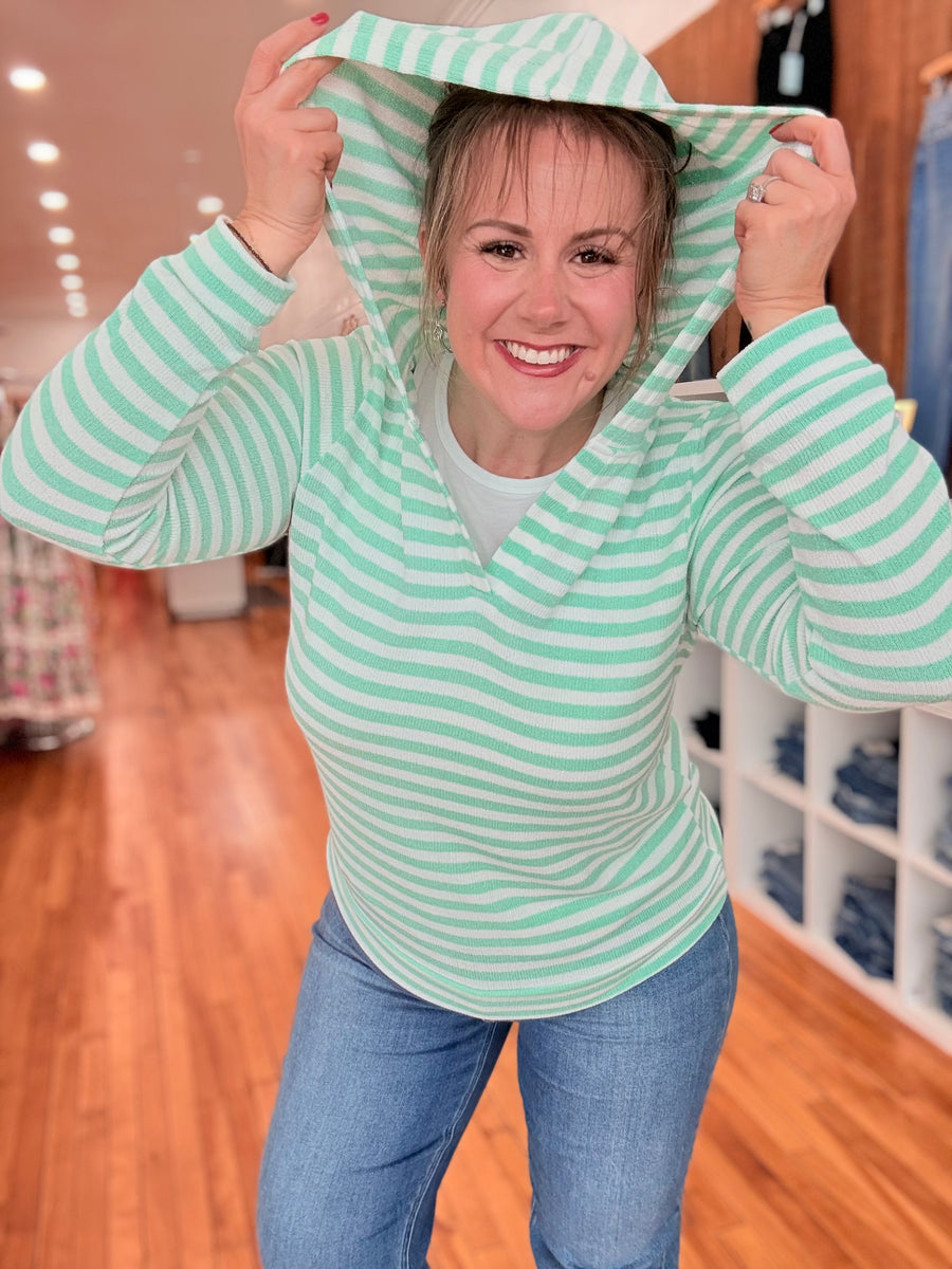 Amelia Striped Hoodie - Green
