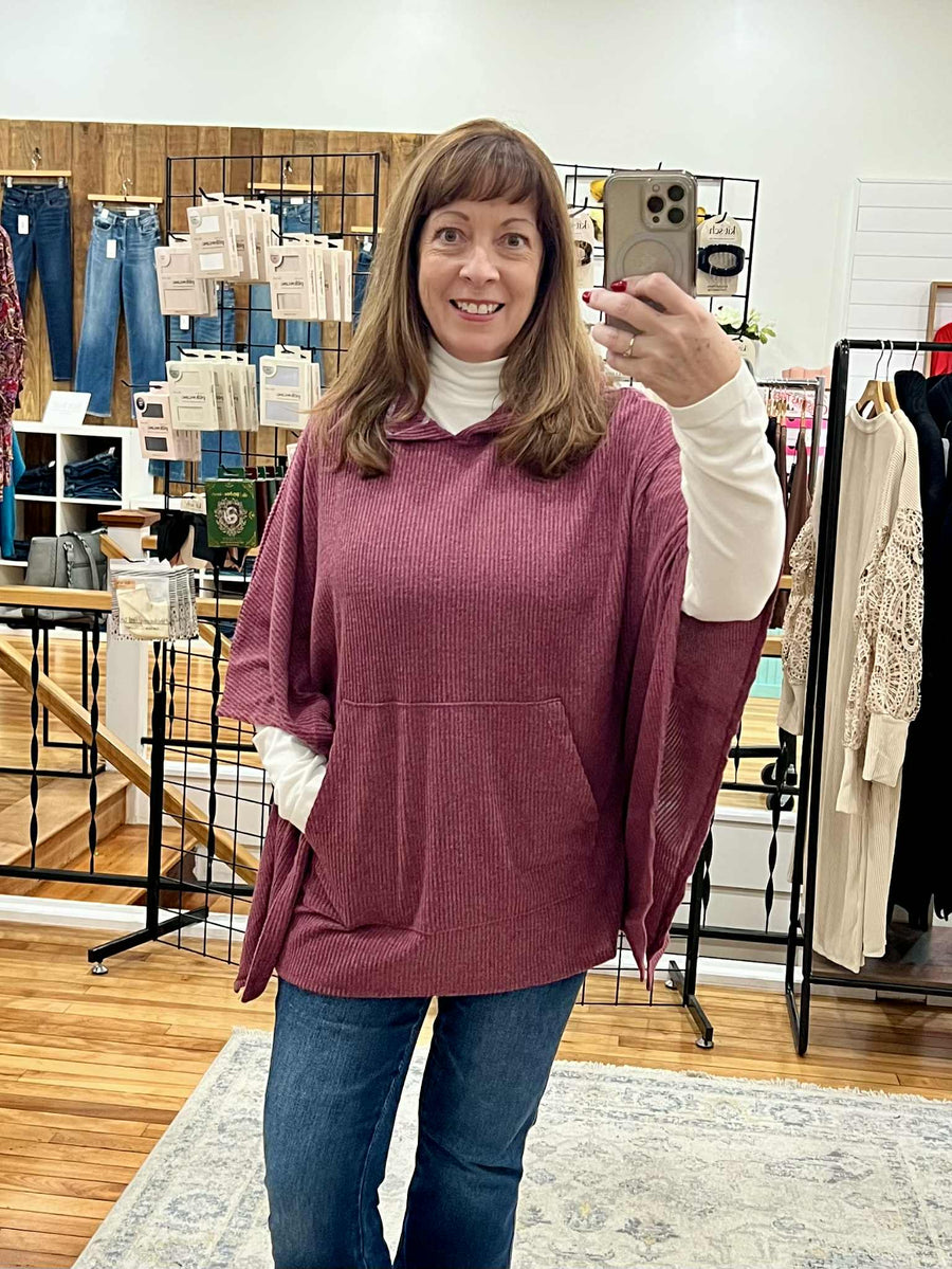 Ribbed Knit Poncho