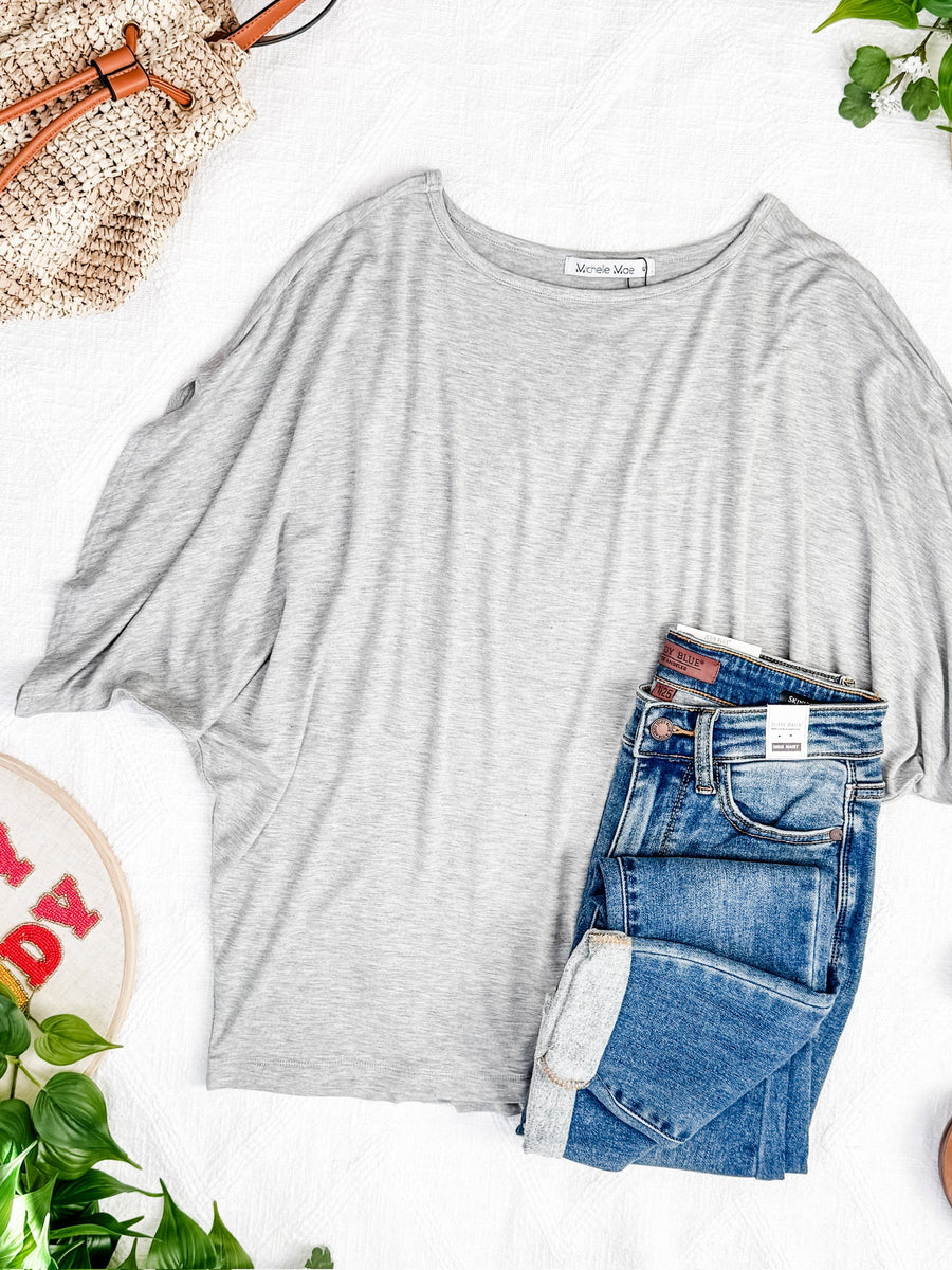 WAREHOUSE Darcy Dolman Top - Light Grey