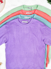WAREHOUSE Corrine Ribbed Pullover Top - Coral