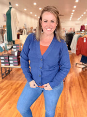 Button Front Cardigan- Navy