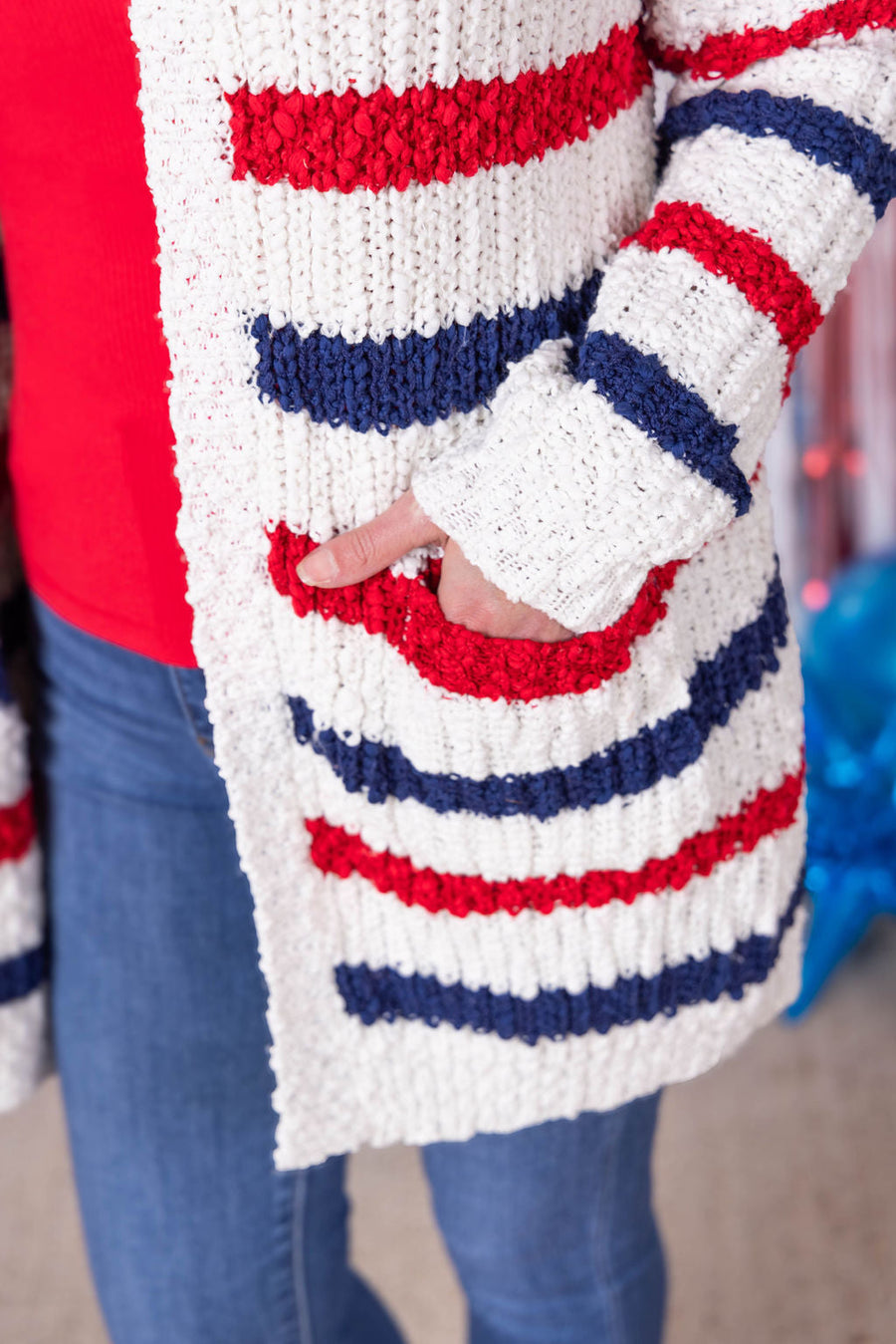 WAREHOUSE Stripe Cardigan - 4th of July